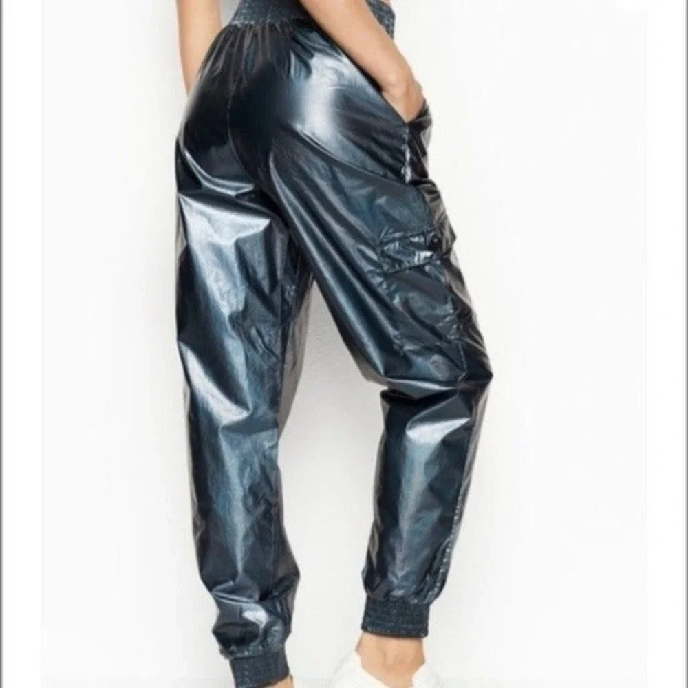 Shine Jogger Pants Shimmer Navy Blue‎ Grey XS